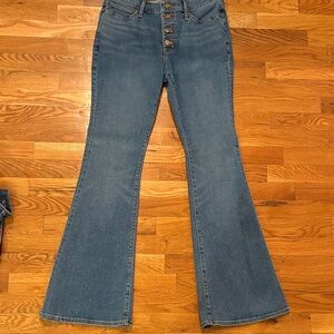 J. Crew Medium Blue Flare Jeans. EUC.